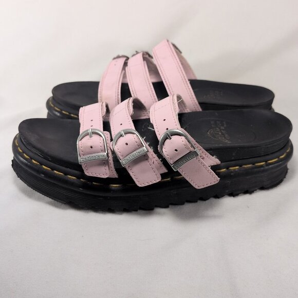 Dr. Martens Women 8 Blaire Slide Sandals Chalk Pink Purple SK01X Platform Buckle - Picture 3 of 16